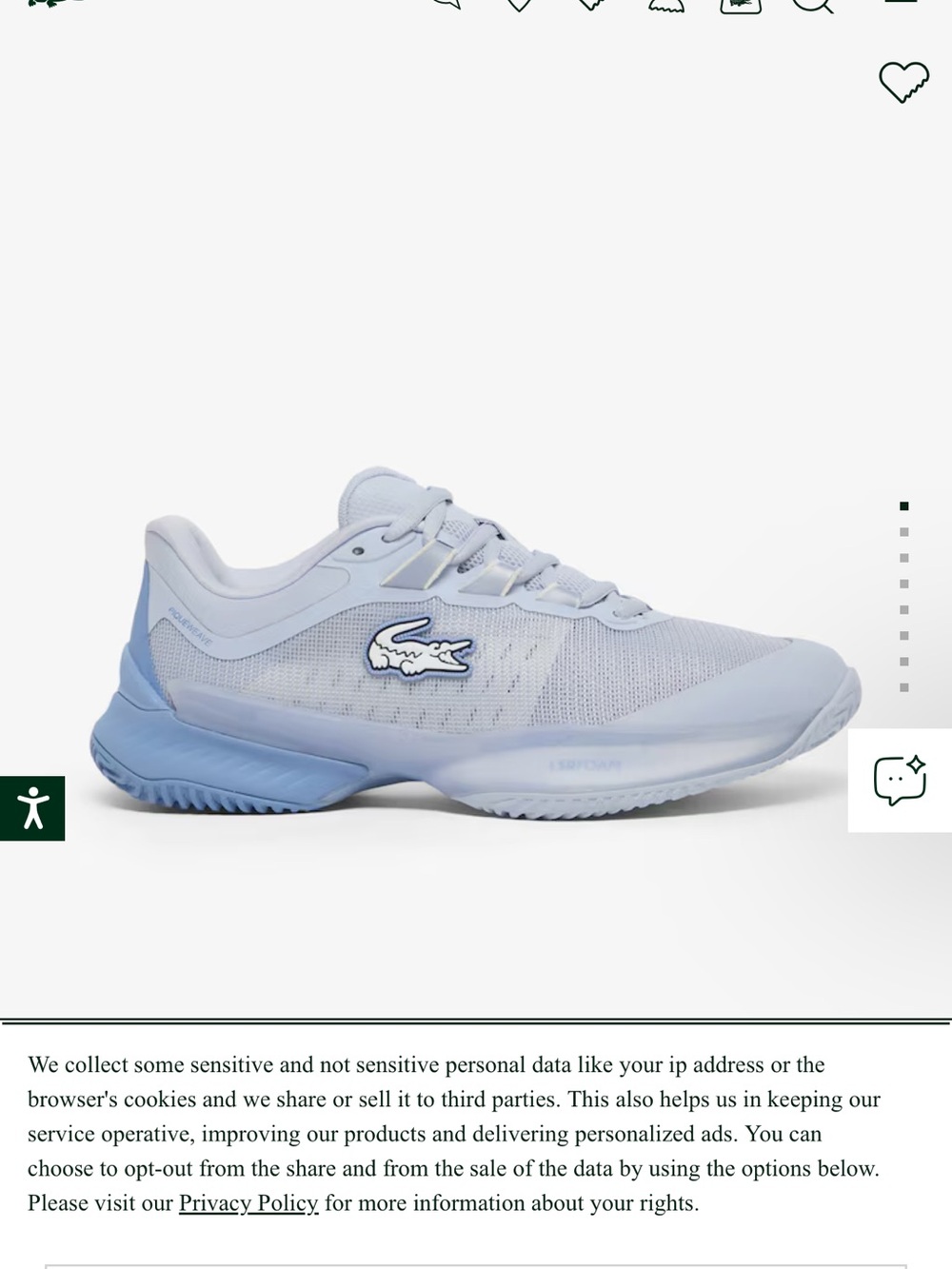 Lacoste Women's AG-LT Ultra Clay Court Tennis Shoes Light Blue 8